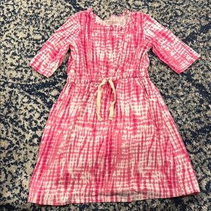 Egg Collective Pink and White Casual Sundress with Crew Neck